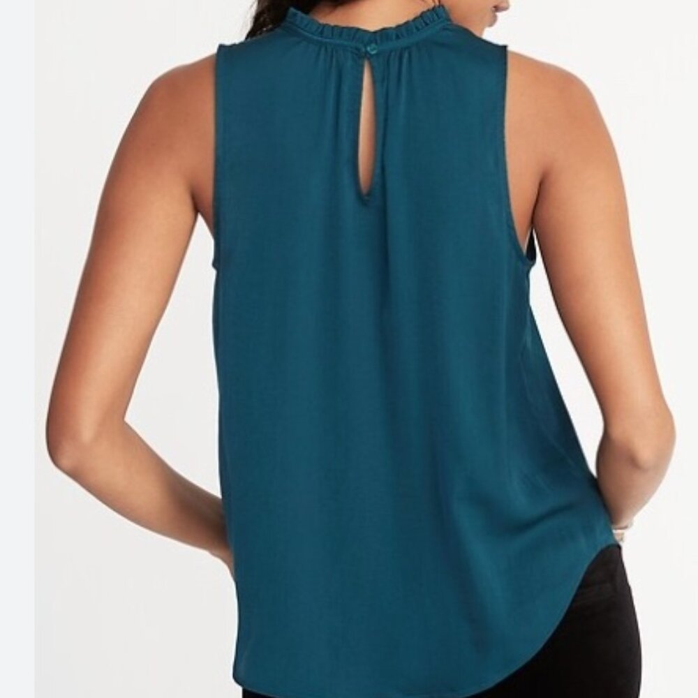 Old Navy Relaxed Sleeveless Ruffle-Trim Satin Top for Women - Picture 8 of 9